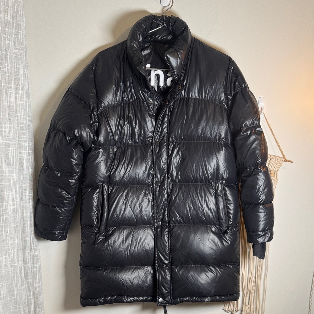 EUC Aritzia TNA Black Hi-Gloss Puffer Long Jacket M $325